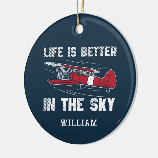 Het leven is beter in Skies Pilot Kerstgag Keramisch Ornament (Links)