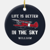Het leven is beter in Skies Pilot Kerstgag Keramisch Ornament (Achterkant)