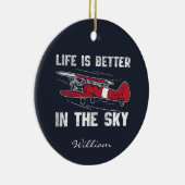 Het leven is beter in Skies Pilot Kerstmis Keramisch Ornament (Rechts)