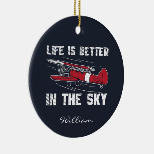 Het leven is beter in Skies Pilot Kerstmis Keramisch Ornament (Rechts)
