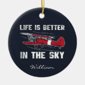 Het leven is beter in Skies Pilot Kerstmis Keramisch Ornament (Voorkant)