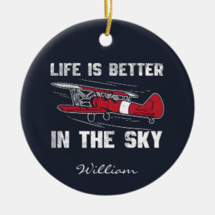 Het leven is beter in Skies Pilot Kerstmis Keramisch Ornament