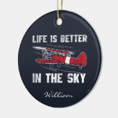 Het leven is beter in Skies Pilot Kerstmis Keramisch Ornament (Links)