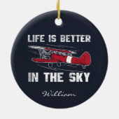 Het leven is beter in Skies Pilot Kerstmis Keramisch Ornament (Achterkant)