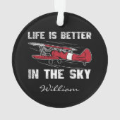 Het leven is beter in Skies Pilot Kerstmis Ornament (achterkant)