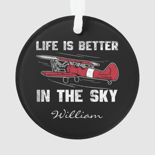 Het leven is beter in Skies Pilot Kerstmis Ornament (achterkant)