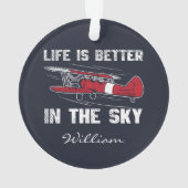 Het leven is beter in Skies Pilot Kerstmis Ornament (achterkant)