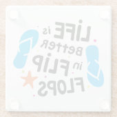 Het leven is beter in Teenslipper Glazen Onderzetter (Achterkant)