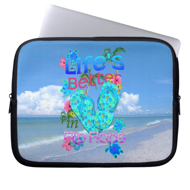 Het leven is Beter in Teenslipper Laptop Sleeve (Voorkant)