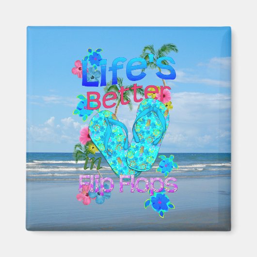 Het leven is beter in Teenslipper Magneet (Voorkant)