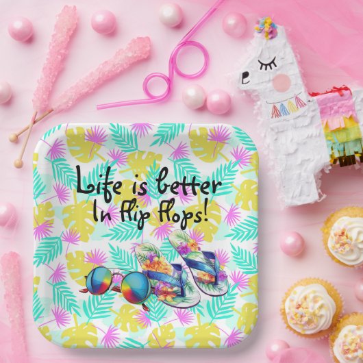 Het leven is beter in Teenslipper Papieren Bordje (Feest)