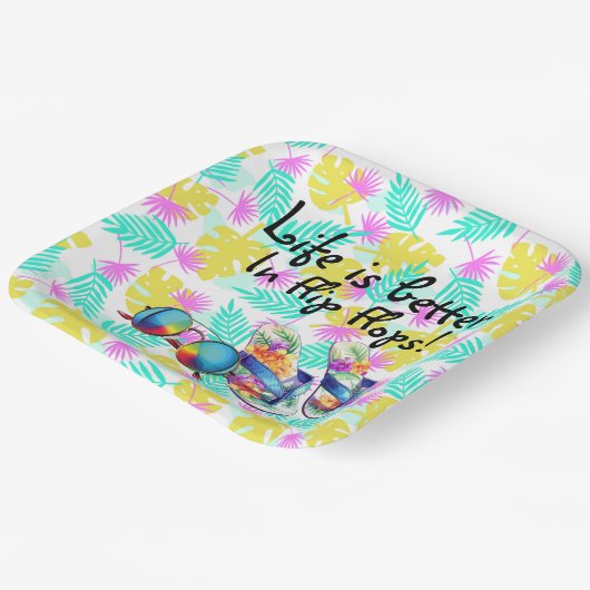 Het leven is beter in Teenslipper Papieren Bordje (Gebogen)