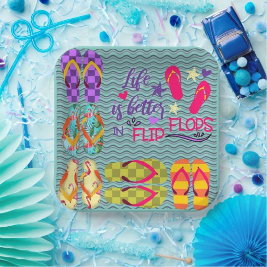 Het leven is beter in Teenslipper Papieren Bordje (Feest)