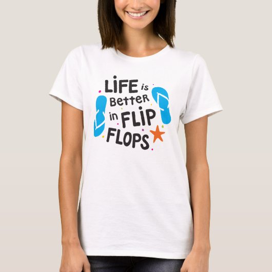 Het leven is beter in Teenslipper T-shirt (Voorkant)