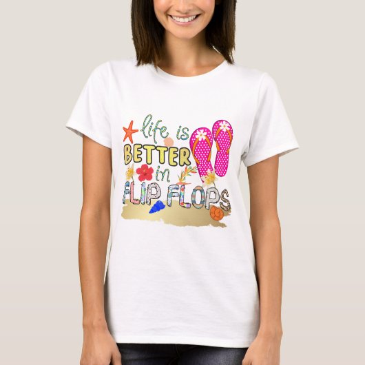 Het leven is beter in Teenslipper T-shirt (Voorkant)
