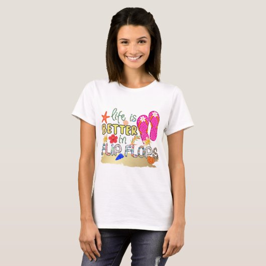 Het leven is beter in Teenslipper T-shirt (Voorkant volledig)
