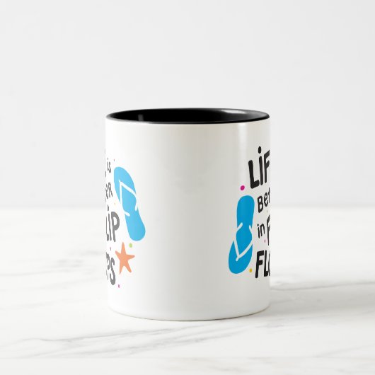 Het leven is beter in Teenslipper Tweekleurige Koffiemok (Center)