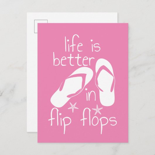 Het leven is beter in Teenslipper Uitnodiging Briefkaart (Voorkant / Achterkant)