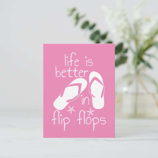 Het leven is beter in Teenslipper Uitnodiging Briefkaart (Staand voorkant)