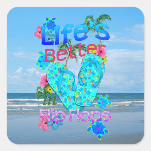 Het leven is Beter in Teenslipper Vierkante Sticker