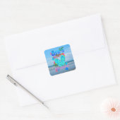Het leven is Beter in Teenslipper Vierkante Sticker (Envelop)