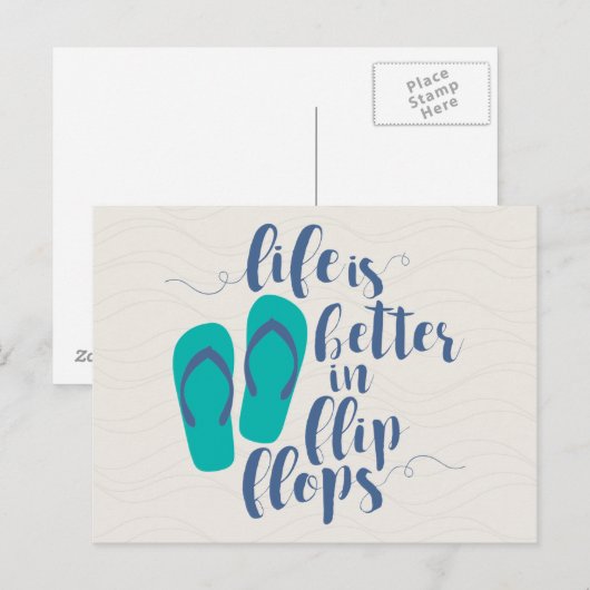 Het leven is beter in Teenslippers Briefkaart (Voorkant / Achterkant)