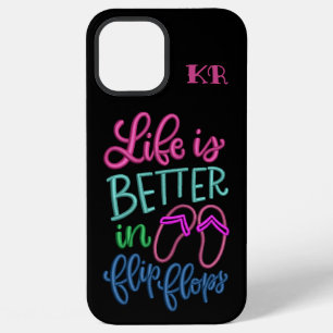 Het leven is beter in Teenslippers citaat Funny Mo iPhone 12 Pro Max Hoesje