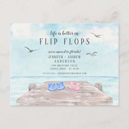 Het leven is beter in Teenslippers die aankondigin Aankondigingskaart (Voorkant)