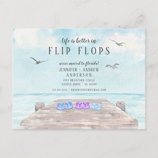 Het leven is beter in Teenslippers die aankondigin Aankondigingskaart (Voorkant)