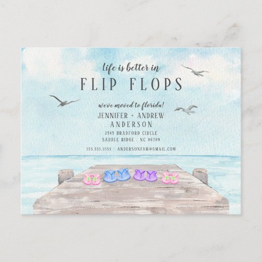 Het leven is beter in Teenslippers die aankondigin Aankondigingskaart (Voorkant)