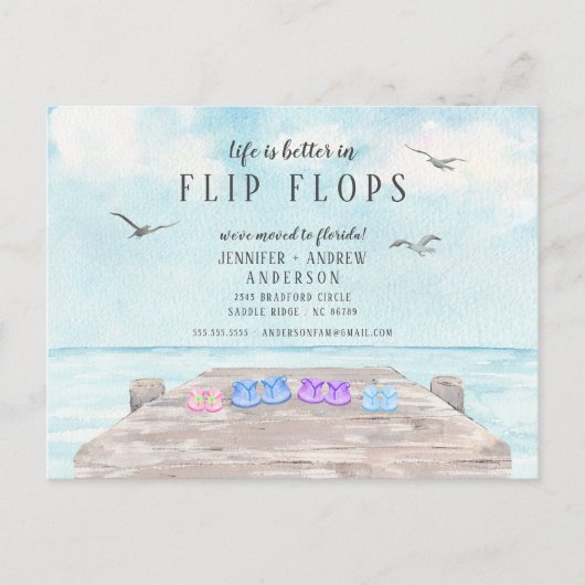 Het leven is beter in Teenslippers die aankondigin Aankondigingskaart (Voorkant)