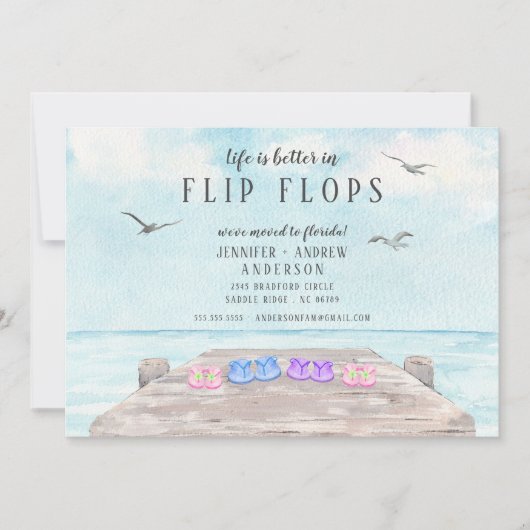 Het leven is beter in Teenslippers die aankondigin Kaart (Voorkant)