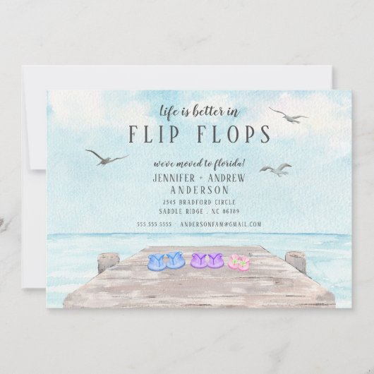 Het leven is beter in Teenslippers die aankondigin Kaart (Voorkant)