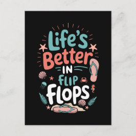 Het leven is beter in Teenslippers - Fun Tropical  Feestdagenkaart