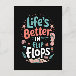 Het leven is beter in Teenslippers - Fun Tropical  Feestdagenkaart