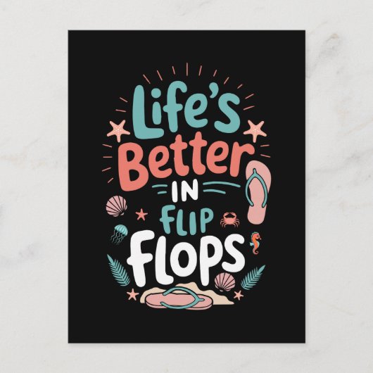 Het leven is beter in Teenslippers - Fun Tropical Feestdagenkaart (Voorkant)