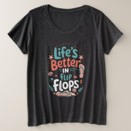 Het leven is beter in Teenslippers - Fun Tropical  Grote Maat T-shirt