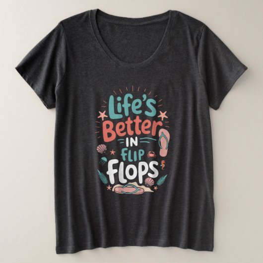 Het leven is beter in Teenslippers - Fun Tropical Grote Maat T-shirt (Design voorkant)