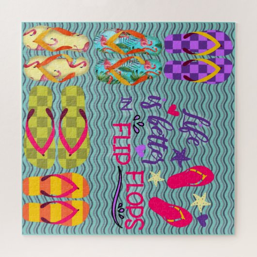 Het leven is beter in teenslippers legpuzzel (Horizontaal)