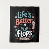 Het leven is beter in teenslippers – Leuke tropisc Wandkleed (Voorkant)