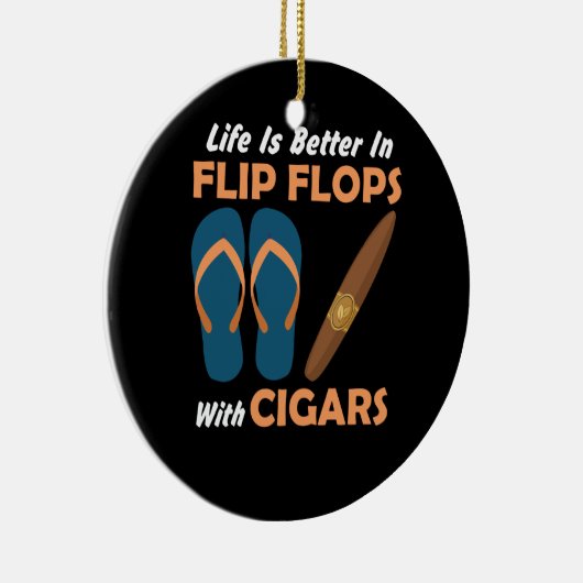 Het leven is beter in Teenslippers met kaarten Keramisch Ornament (Rechts)