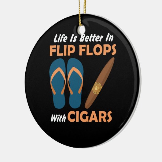 Het leven is beter in Teenslippers met kaarten Keramisch Ornament (Links)