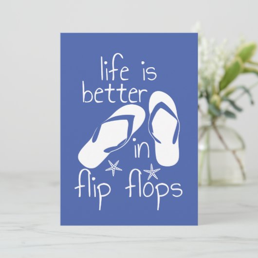 Het leven is beter in teenslippers save the date (Staand voorkant)