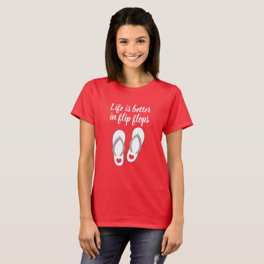 Het leven is beter in teenslippers schattig zomers t-shirt (Voorkant volledig)