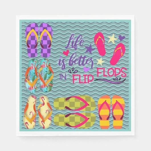 Het leven is beter in teenslippers servet (Voorkant)