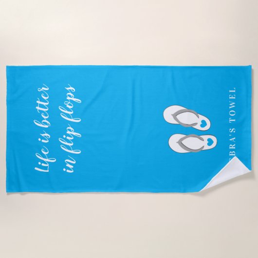 Het leven is beter in teenslippers. strandlaken (Voorkant)