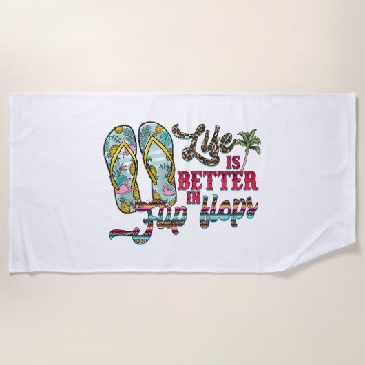 Het leven is beter in Teenslippers strandlaken (Voorkant)