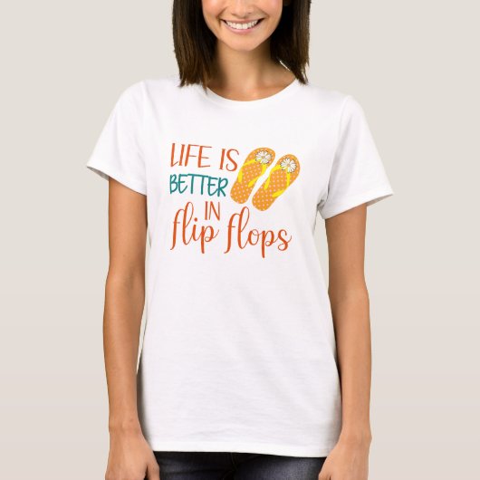 Het leven is beter in Teenslippers, Summer Quote T-shirt (Voorkant)