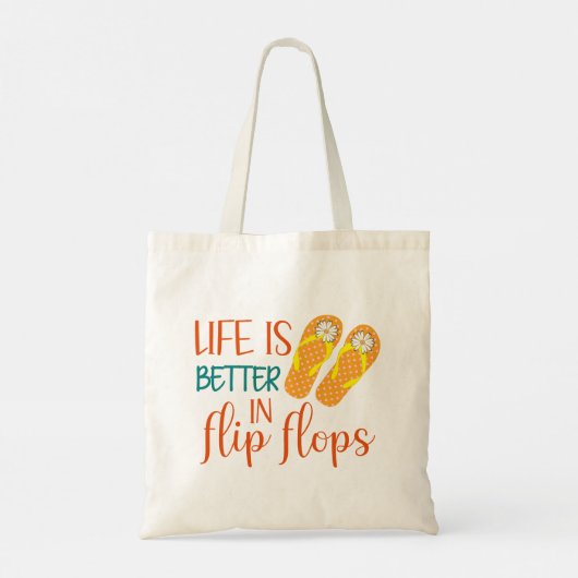 Het leven is beter in Teenslippers, Summer Quote Tote Bag (Achterkant)