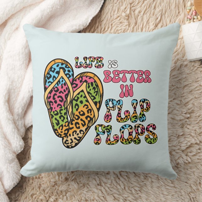 Het leven is beter in Teenslippers- Summer Vibes Kussen (Deken)